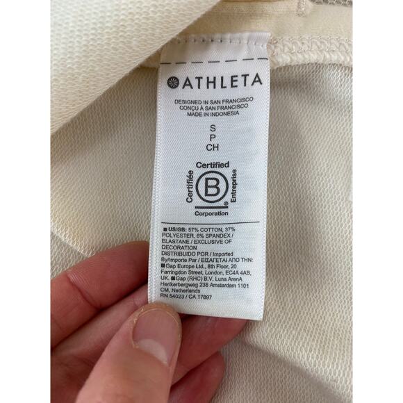 Athleta Women's Size S Cream Tie Dye Cotton Blend V-Neck Sleeveless Sweatshirt - Picture 6 of 8